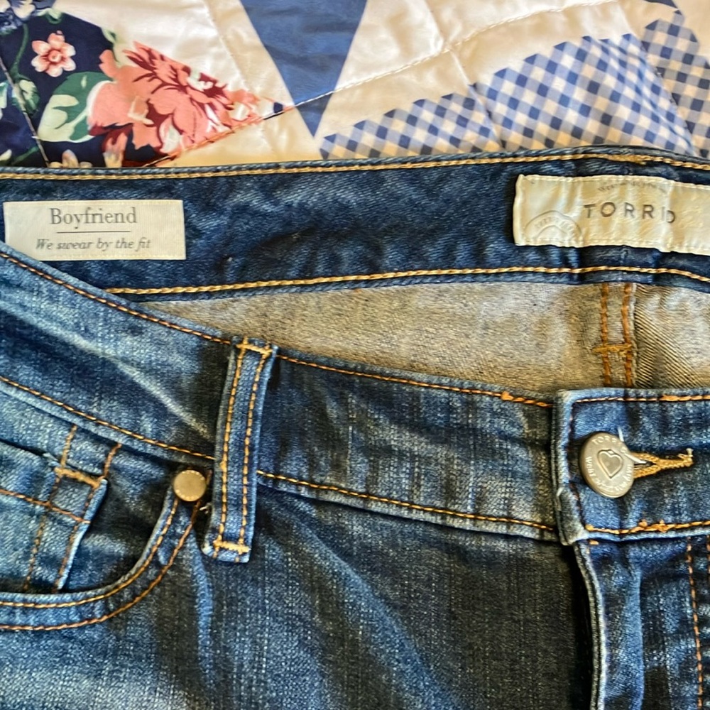 Torrid Blue Boyfriend Shorts Distressed Style - Picture 3 of 7